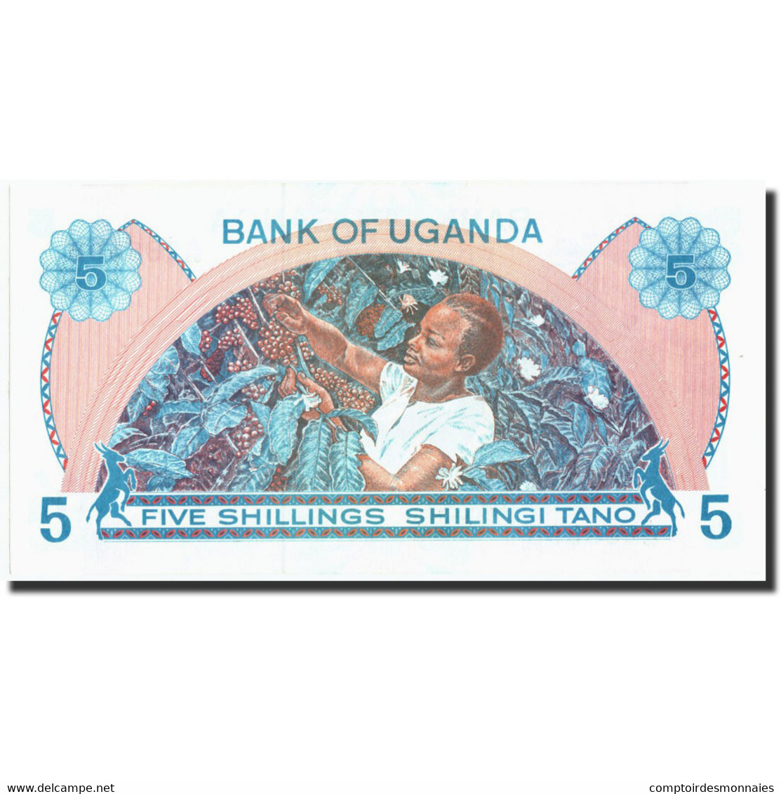 Billet, Uganda, 5 Shillings, Undated (1982), Undated (1982), KM:5a, SPL - Ouganda