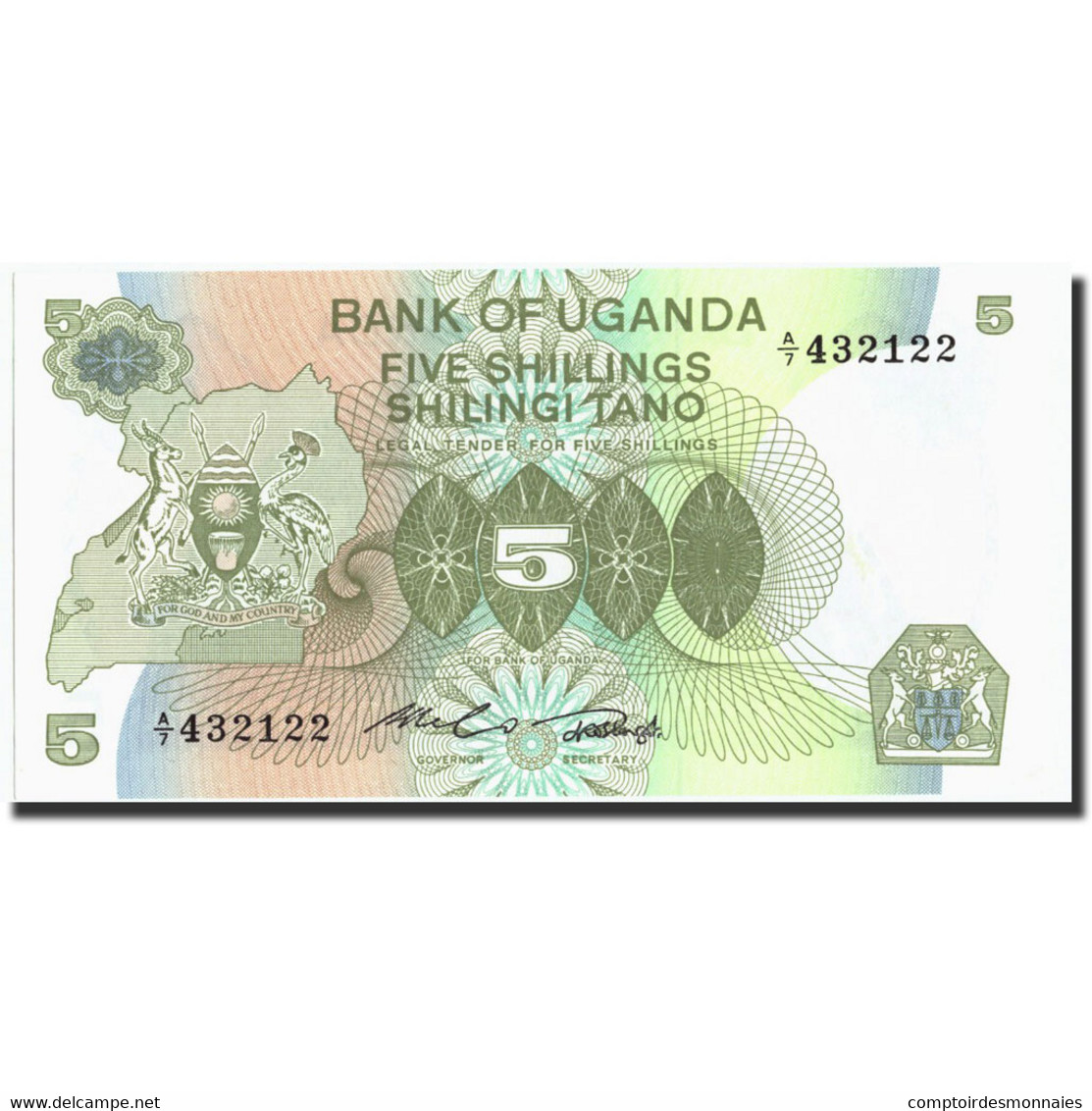 Billet, Uganda, 5 Shillings, Undated (1992), Undated (1992), KM:15, SPL - Uganda