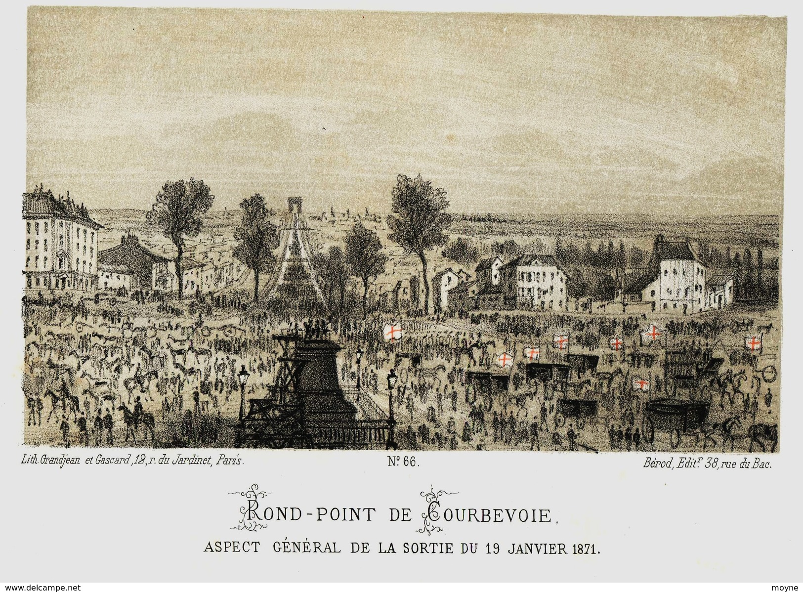 Litho   ROND POINT DE COURBEVOIE    - SIEGE De PARIS  1871 - Col.Garde Nationale Mobile De La Seine 7éme Bat.- Militaria - Otros & Sin Clasificación