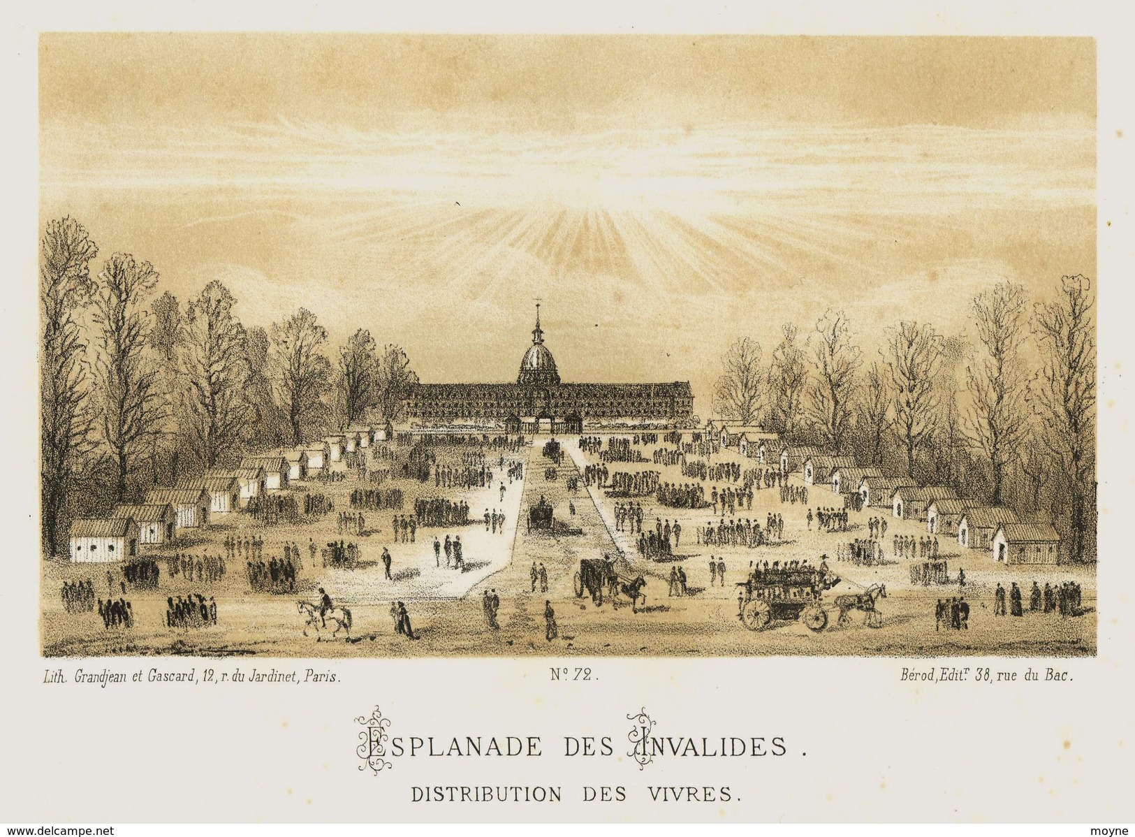 Litho  ESPLANADE DES INVALIDES    SIEGE De PARIS  1870 - Col.Garde Nationale Mobile De La Seine 7éme Bat.- Militaria - Sonstige & Ohne Zuordnung