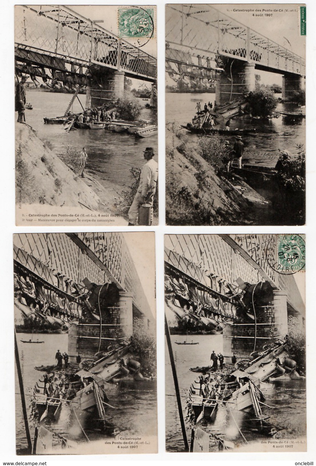 Ponts De Cé Maine Et Loire Lot 8 Cpa Déraillement Train 1907 état Superbe - Les Ponts De Ce