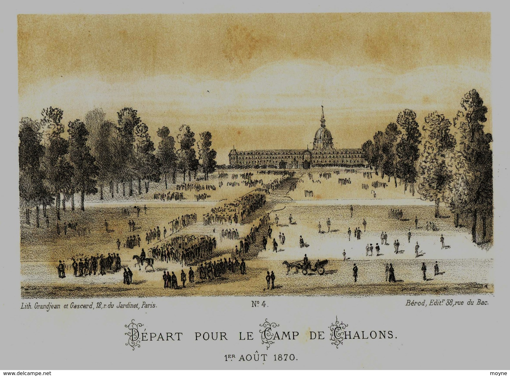 Litho DEPART POUR LE CAMP DE CHALONS - GUERRE De 1870 1871 - Col.Garde Nationale Mobile De La Seine 7éme Bat.- Militaria - Autres & Non Classés