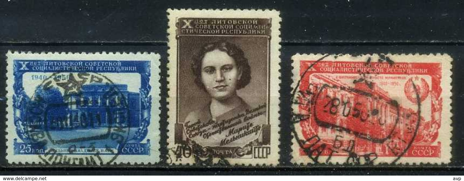 USSR 1950 Michel 1500-1502 10th Anniversary Of Lithuanian SSR Used - Used Stamps