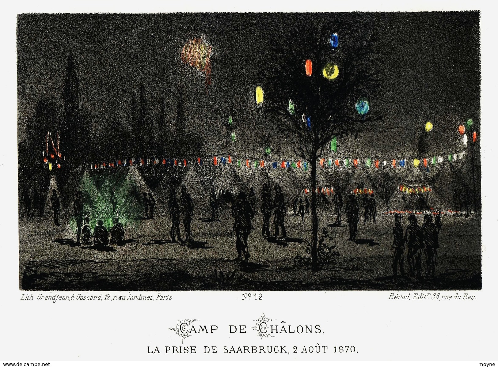 Litho CAMP DE CHALONS  PRISE SAARBRUCK   GUERRE De 1870 1871 - Col.Garde Nat. Mobile De La Seine 7éme Bat. Militaria - Otros & Sin Clasificación