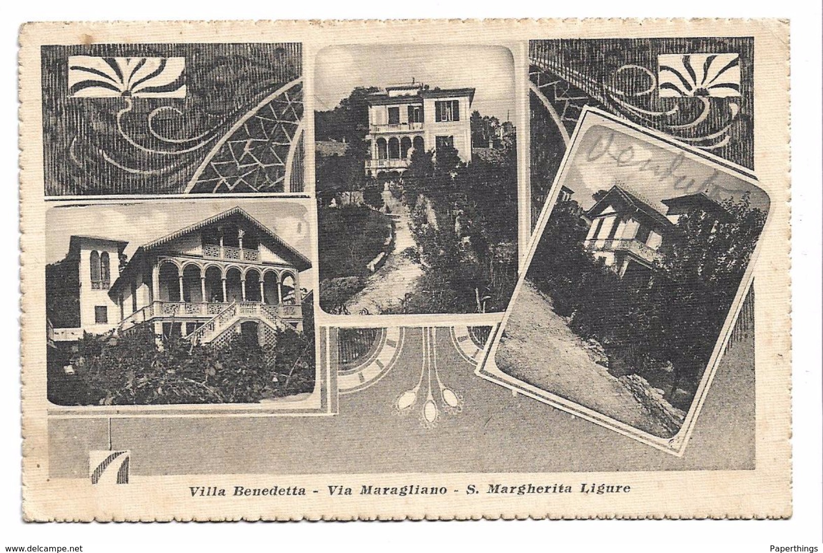 Old Postcard, Italy, Villa Benedetta - Via Maragliano - S. Margherita Ligure. - Altri Monumenti, Edifici