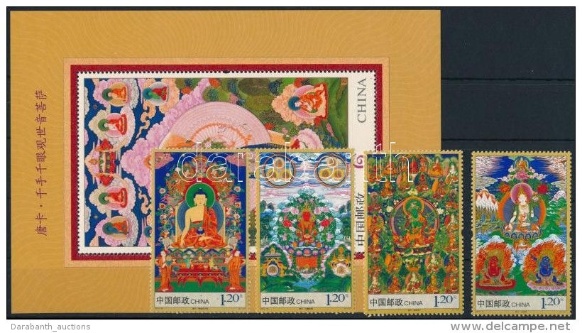 ** 2014 Thangka: Tibeti Buddhista Festm&eacute;ny Sor Mi 4568-4571 + Blokk Mi 201 - Altri & Non Classificati