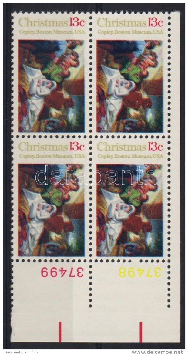 ** 1975 Mi 1289 N&eacute;gyest&ouml;mb, A Piros Sz&iacute;n Lefel&eacute; Tol&oacute;dott / Block Of 4, With... - Altri & Non Classificati