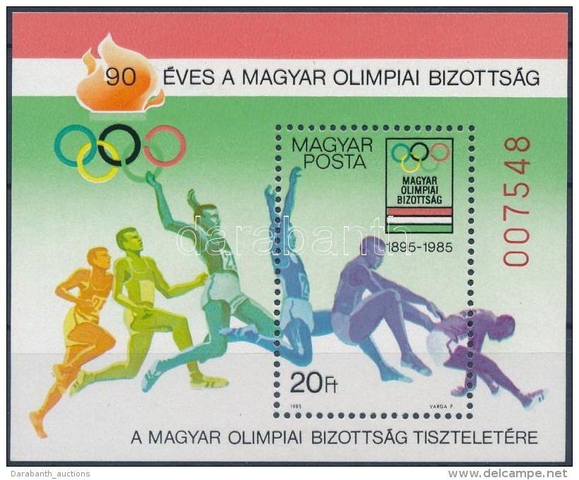 ** 1985 90 &eacute;ves A Magyar Olimpiai Bizotts&aacute;g Blokk H&aacute;toldal&aacute;n A MAGYAR POSTA... - Altri & Non Classificati