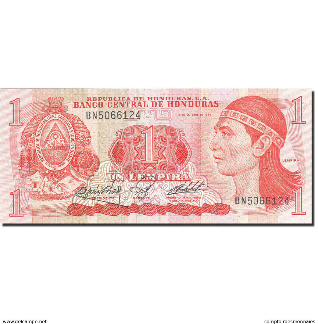 Billet, Honduras, 1 Lempira, 1980-1981, 1984-10-18, KM:68b, NEUF - Honduras