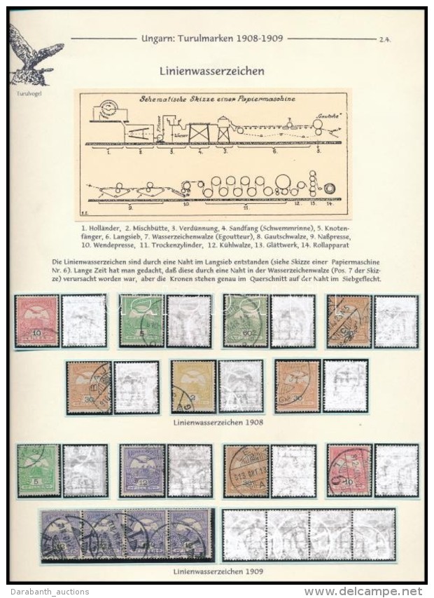 O 1908-1909 15 Db Turul B&eacute;lyeg Vonalv&iacute;zjellel Ki&aacute;ll&iacute;t&aacute;si Lapon - Altri & Non Classificati