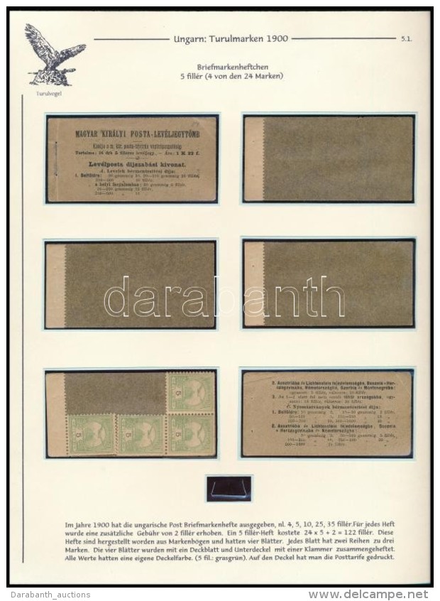 ** 1900 5f B&eacute;lyegf&uuml;zet Sz&eacute;tszedve 4 Db B&eacute;lyeggel Ki&aacute;ll&iacute;t&aacute;si Lapon - Altri & Non Classificati