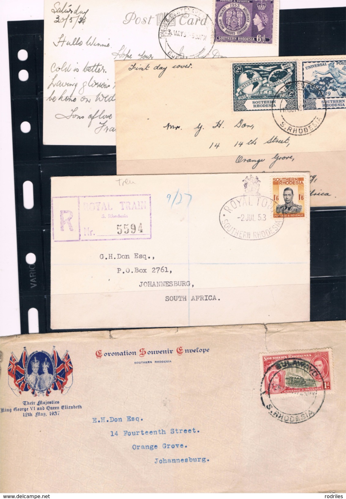 Africa Del Sur. Conjunto De 4 Piezas De Historia Postal - Cartas & Documentos