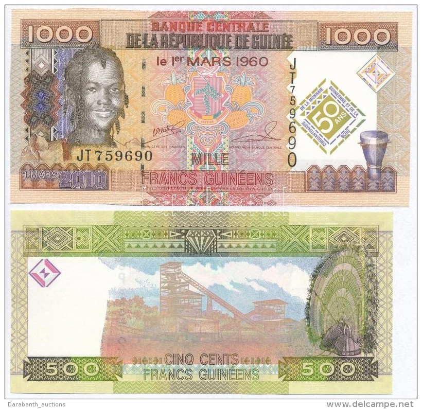Guinea 2006. 500Fr + 2010. 1000Fr '50 &eacute;ves A Guineai Valuta' Eml&eacute;kkiad&aacute;s, V&aacute;gott... - Non Classificati