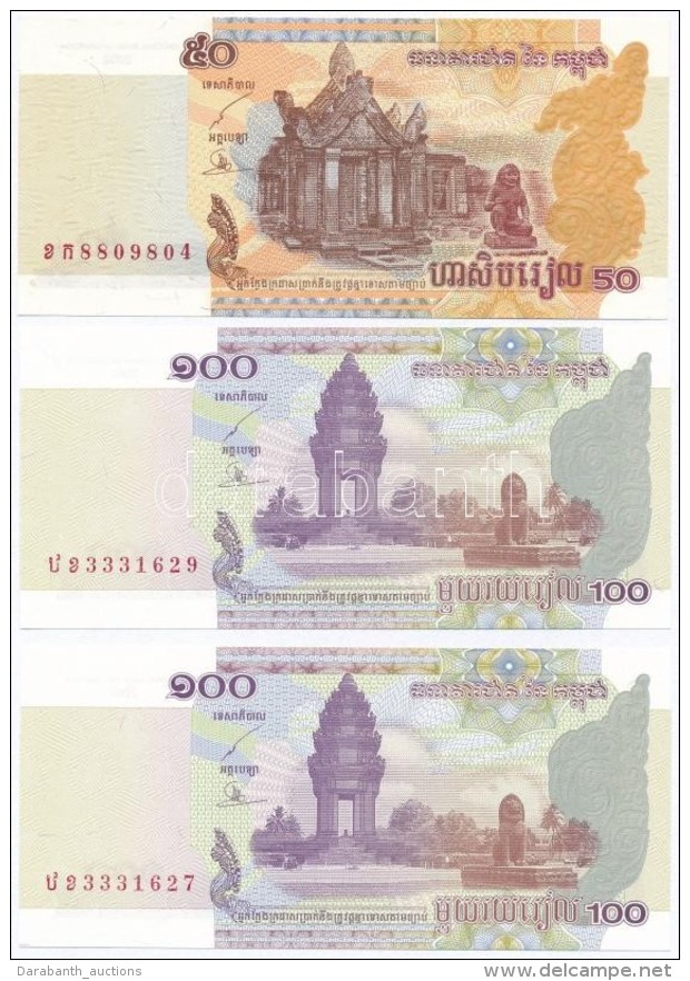 Kambodzsa 2001. 100R (2x) Sorsz&aacute;mk&ouml;vetÅ‘k + 2002. 50R T:I
Cambodia 2001. 100 Rials (2x) Sequential... - Non Classificati