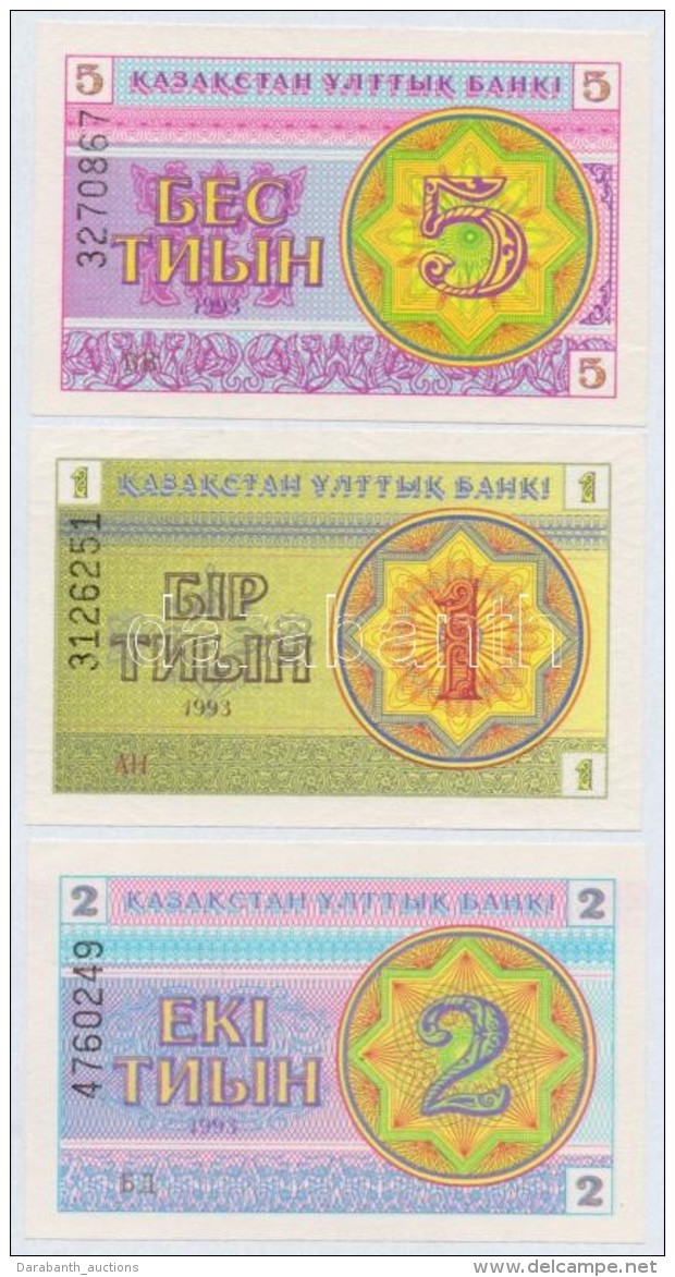 Kazahszt&aacute;n 1993. 1T + 2T + 5T T:I,I-
Kazakhstan 1993. 1 Tyin + 2 Tyin + 5 Tyin C:UNC,AU
Krause 1, 2, 3 - Non Classificati