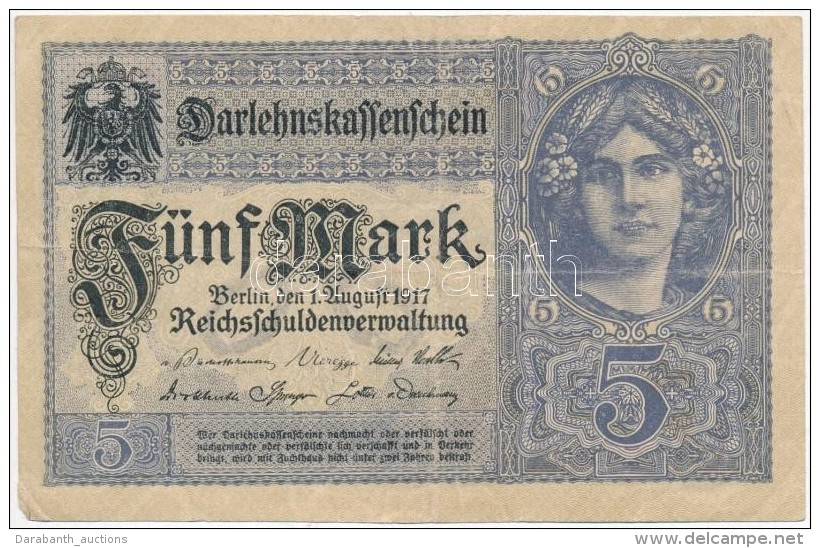 N&eacute;met Birodalom 1917. 5M T:III 
German Empire 1917. 5 Mark C:F - Non Classificati