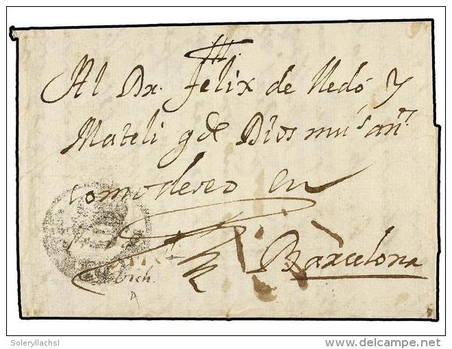 ESPA&Ntilde;A: PREFILATELIA. 1733 (27 Junio). Carta Fechada Pero Sin Indicar Origen. En El Frente Marca De... - Other & Unclassified