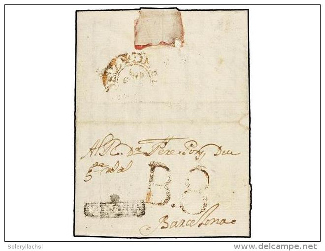 ESPA&Ntilde;A: PREFILATELIA. 1774. VILAFRANCA A BARCELONA. Marca +/CATALU&Ntilde;A (n&ordm; 1) Y Al... - Sonstige & Ohne Zuordnung