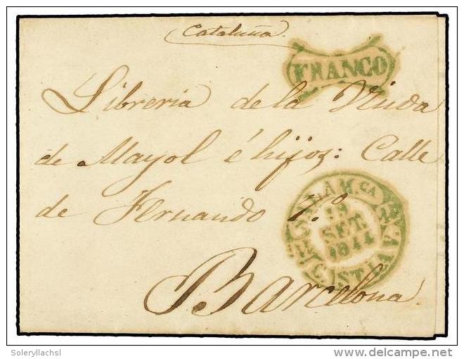ESPA&Ntilde;A: PREFILATELIA. 1844. SALAMANCA A BARCELONA. Fechador SALAMANCA Y FRANCO General En... - Other & Unclassified