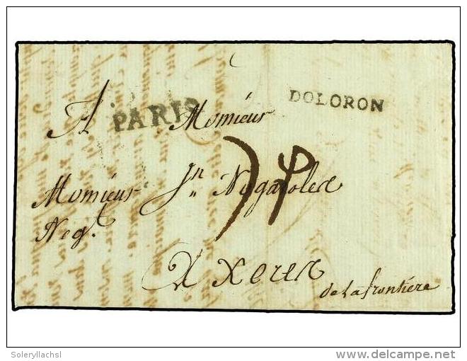 ESPA&Ntilde;A: PREFILATELIA. 1788. OLORON (Francia) A JEREZ. Marca OLORON Y Lineal PARIS Estampado En... - Altri & Non Classificati