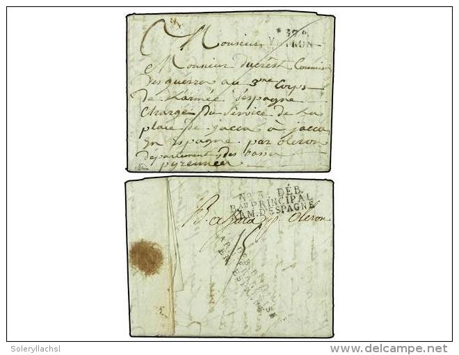 ESPA&Ntilde;A: PREFILATELIA. 1809 (29 Sept.). JACA (Huesca). Carta Circulada De VOIRON En Francia Con El Porte... - Autres & Non Classés