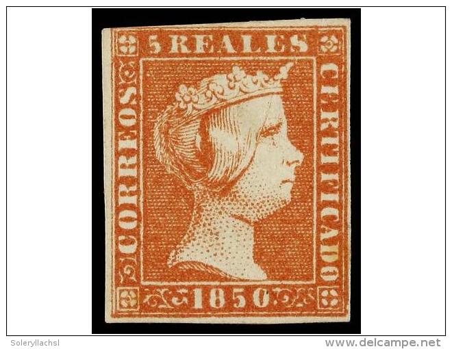 (*) ESPA&Ntilde;A. Ed.3. 5 Reales Rojo. Bonito Ejemplar, Margen Superior Muy Ajustado Pero Completo. Cert.... - Autres & Non Classés