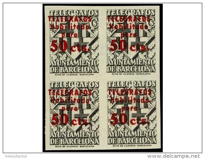 ** ESPA&Ntilde;A: AYUNTAMIENTO DE BARCELONA. Ed.T 20Bs. VALOR COMPLEMENTARIO. 50 Cts. S. 20 Cts. Negro... - Other & Unclassified