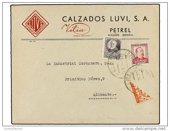 ESPA&Ntilde;A GUERRA CIVIL. 1937. PETREL A ALICANTE. 20 Cts. Y 25 Cts. Y Vi&ntilde;eta... - Autres & Non Classés