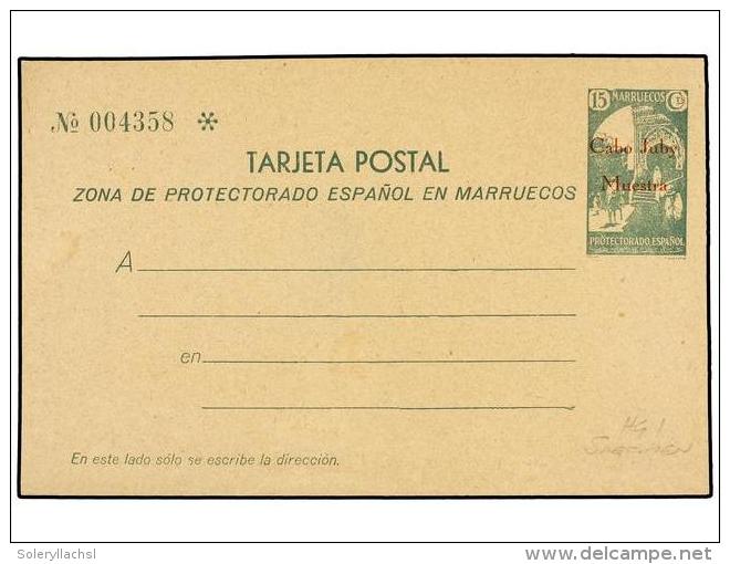 COLONIAS ESPA&Ntilde;OLAS: CABO JUBY. Entero Postal De 15 Cts. Verde Habilitado MUESTRA (Ed. 1M). - Autres & Non Classés