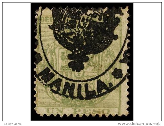 FILIPINAS. 1878. FISCALES. 1 Peso Verde DERECHOS DE FIRMA. Falso De &eacute;poca. MUY RARO. F.E.... - Other & Unclassified