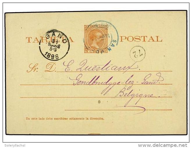 PUERTO RICO. 1896. Entero Postal De 3 Cts. Casta&ntilde;o Rojo (Ed. 8) Circulado De SAN JUAN A... - Autres & Non Classés