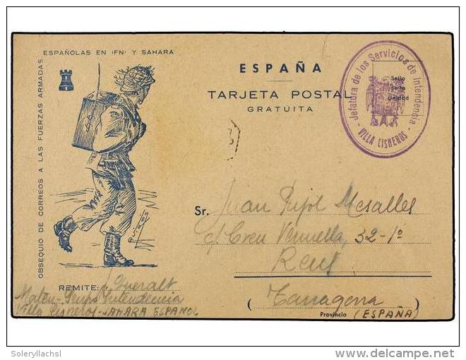 COLONIAS ESPA&Ntilde;OLAS: SAHARA. 1958 (25-12). VILLA CISNEROS A REUS (Tarragona). Tarjeta Postal De Franquicia... - Autres & Non Classés