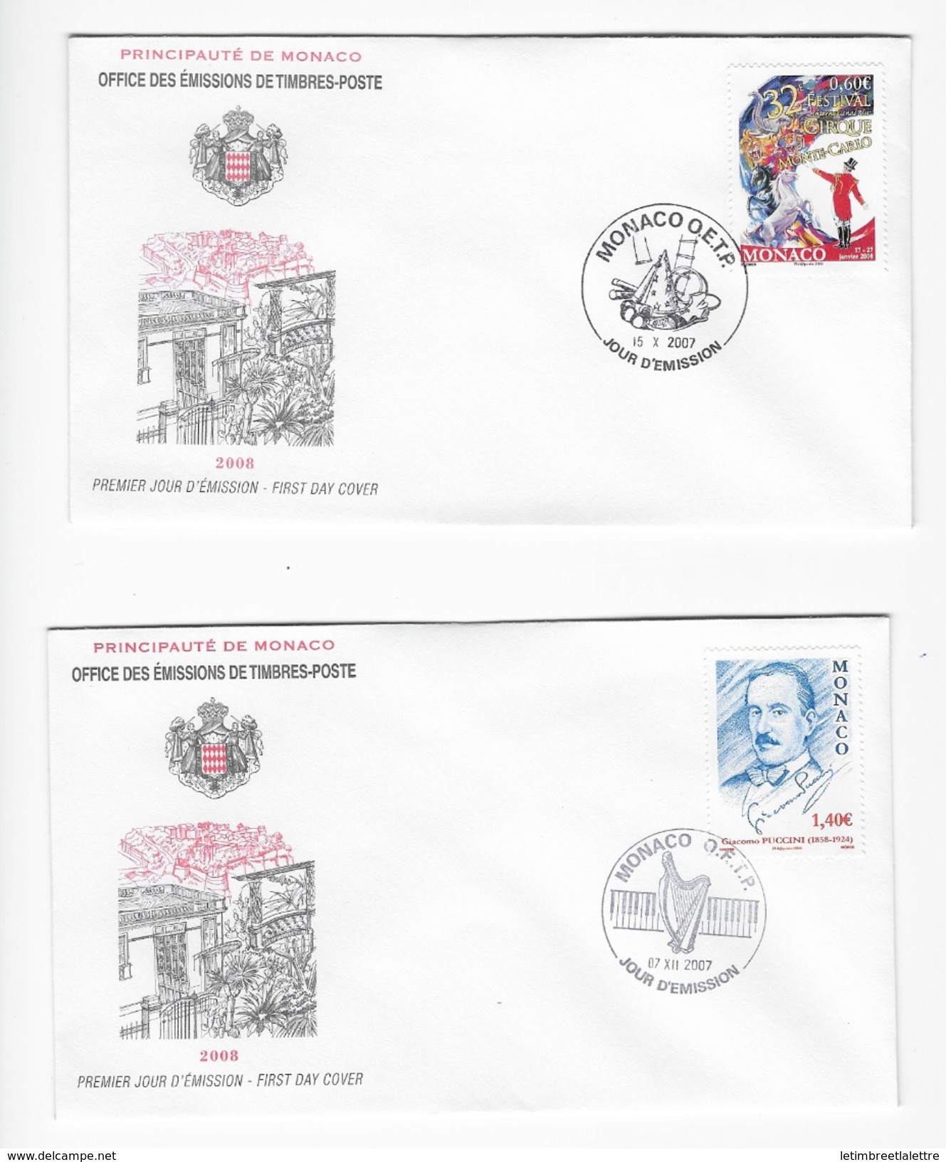 FDC Monaco Année 2007 - FDC