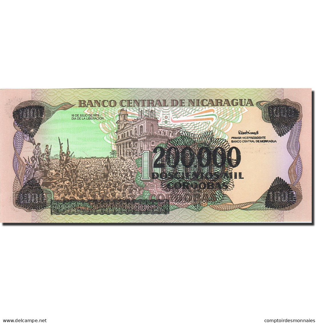 Billet, Nicaragua, 200,000 Córdobas On 1000 Córdobas, 1990, UNdated (1990) - Nicaragua