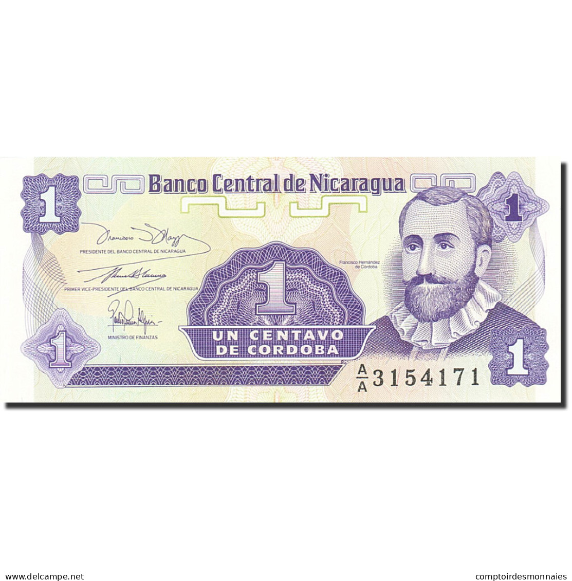 Billet, Nicaragua, 1 Centavo, 1991-1992, Undated (1991), KM:167, NEUF - Nicaragua