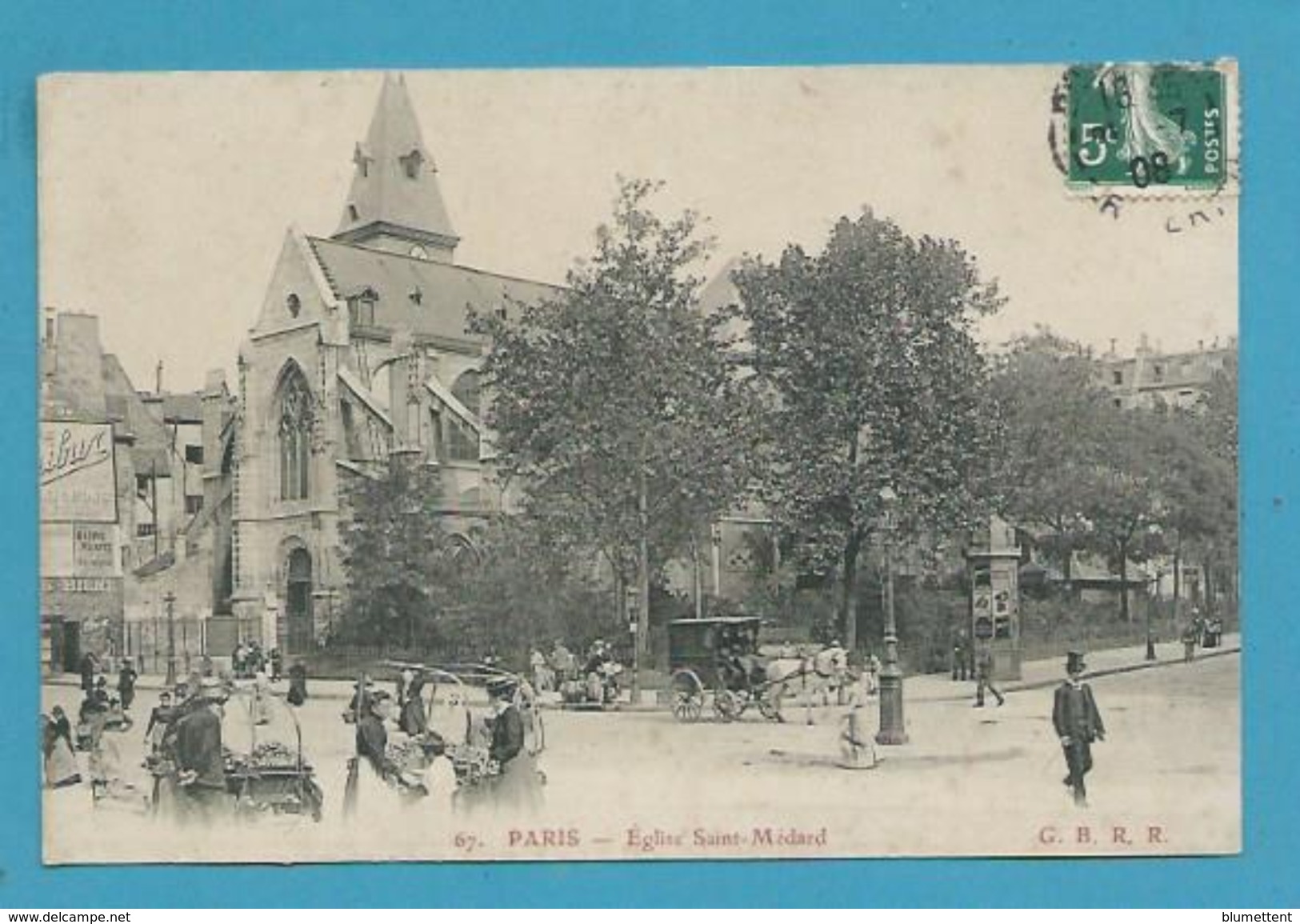 CPA 67- Eglise Saint-Médard Marchands Ambulants PARIS XIXème éditeur G. B. R. R. - District 19