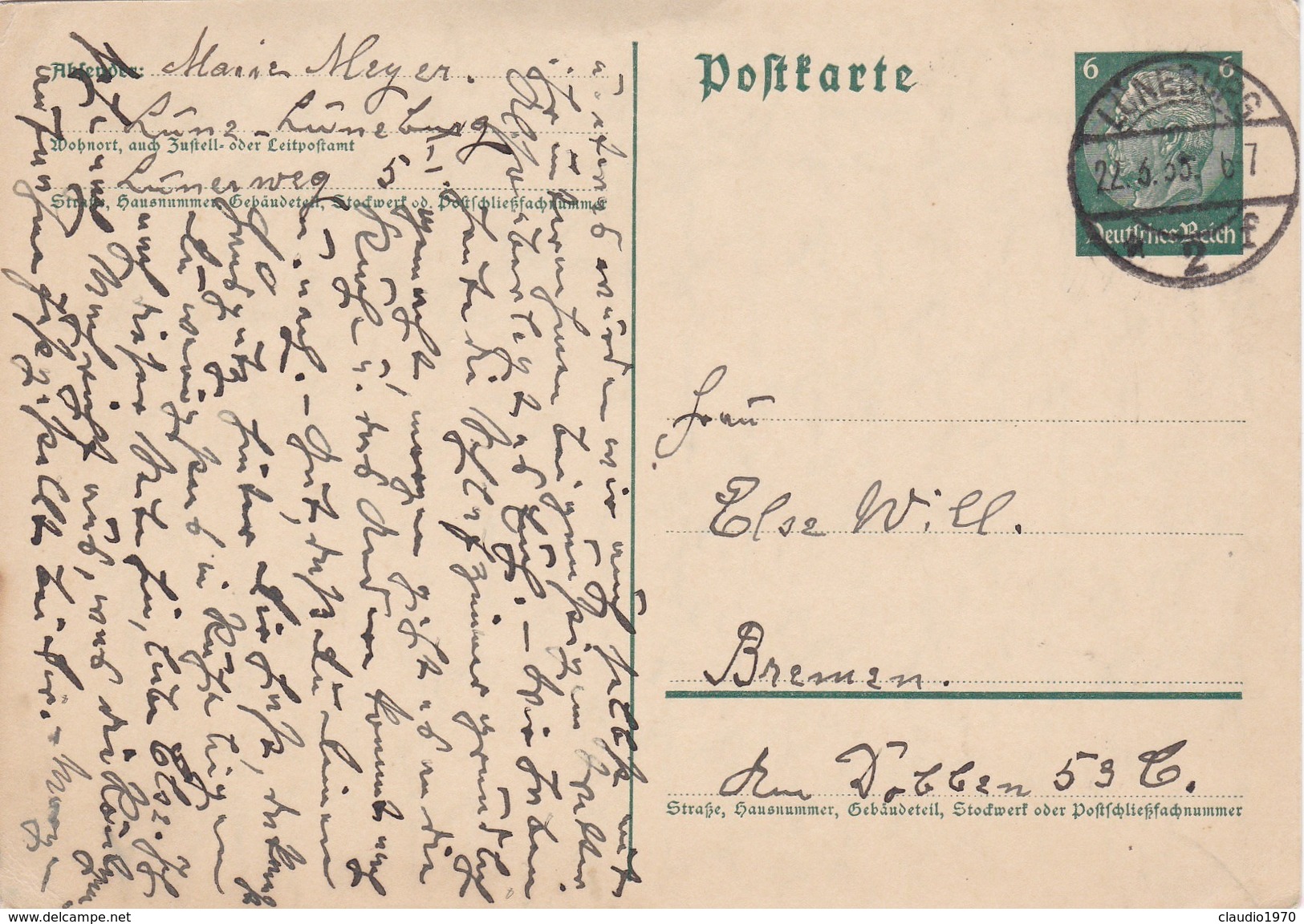 STORIA POSTALI - GERMANIA - CARTOLINA - POSTCARD - ANNO. 1935 - Briefe U. Dokumente