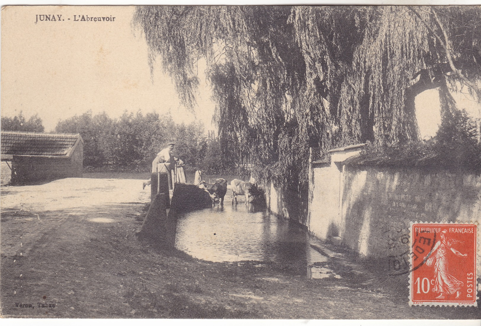 89 Junay- L' Abreuvoir, Animé, Datée 1912,Tb état..édit Véron. - Autres & Non Classés