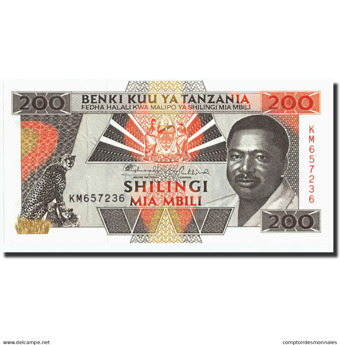 Billet, Tanzania, 200 Shilingi, Undated (1993), Undated, KM:25a, NEUF - Tanzanie