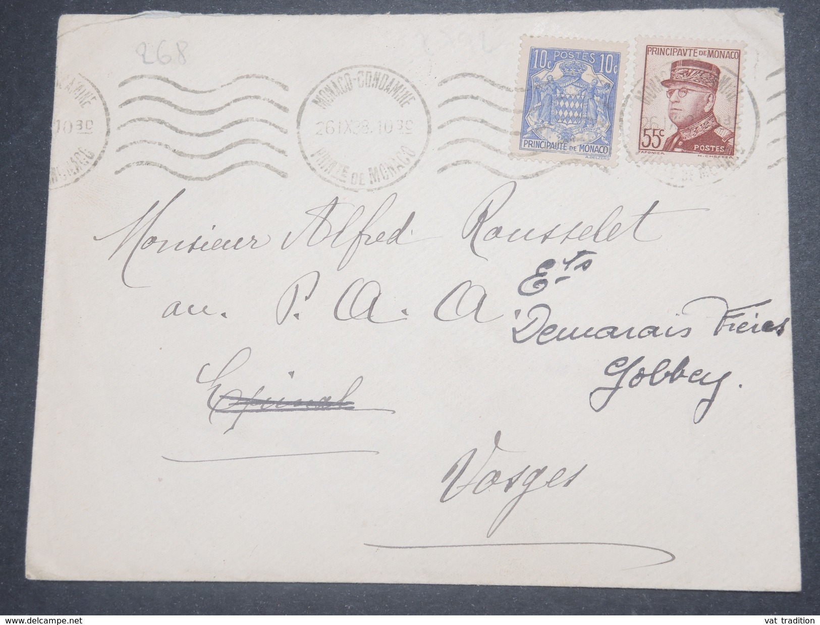MONACO - Enveloppe De Monaco En 1938 Pour La France , Vignettes Au Verso - L 8686 - Cartas & Documentos