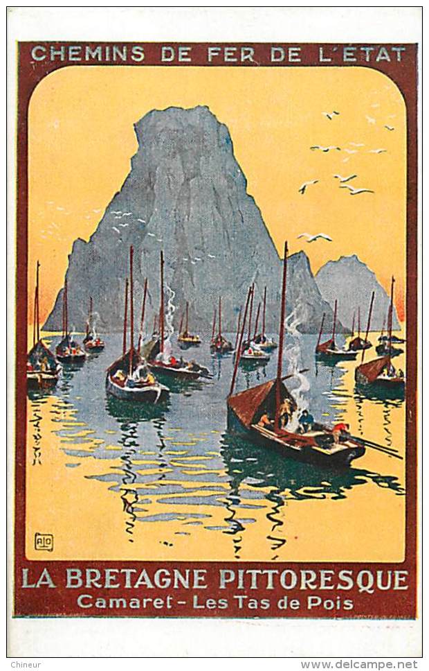 CHEMINS DE FER  DE L'ETAT AFFICHE LA  BRETAGNE CAMARET LES TAS DE POIS - Autres & Non Classés