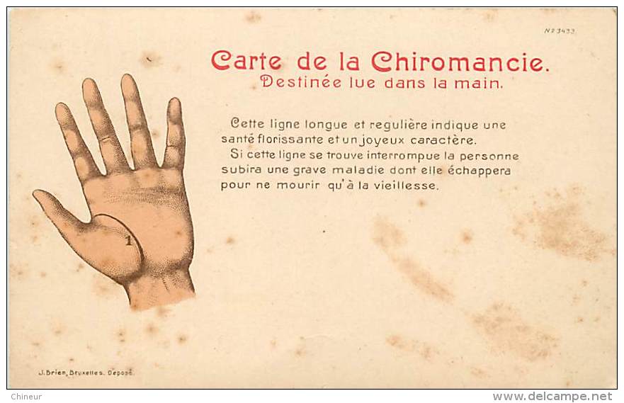 CARTE DE LA CHIROMANCIE DESTINEE LUE DANS LA MAIN THEME VOYANCE  SERIE DE 7 CARTES