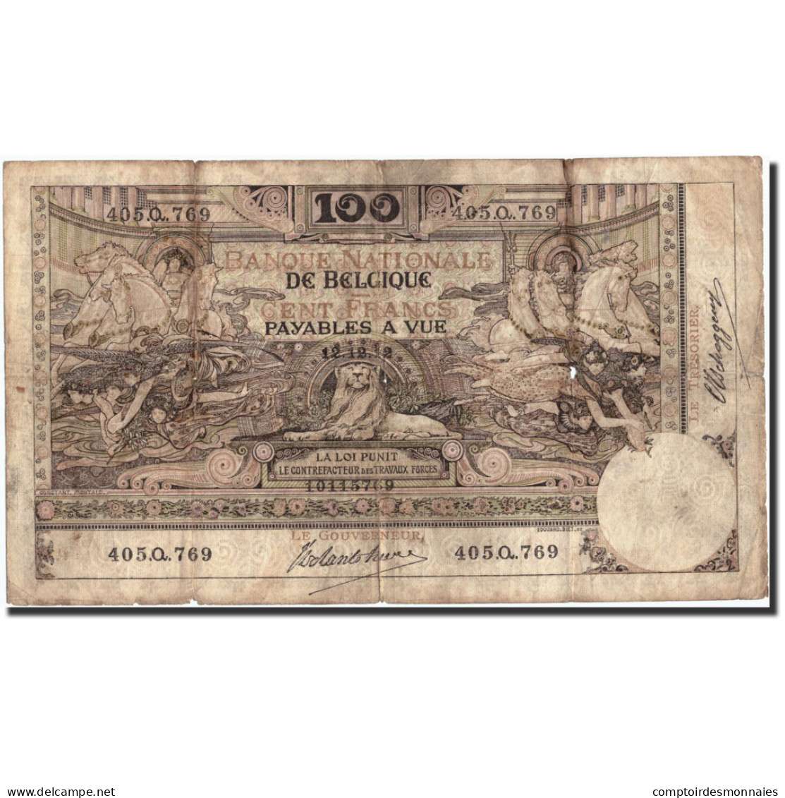 Billet, Belgique, 100 Francs, 1912, 1912-12-12, KM:71, TB - 100 Francs