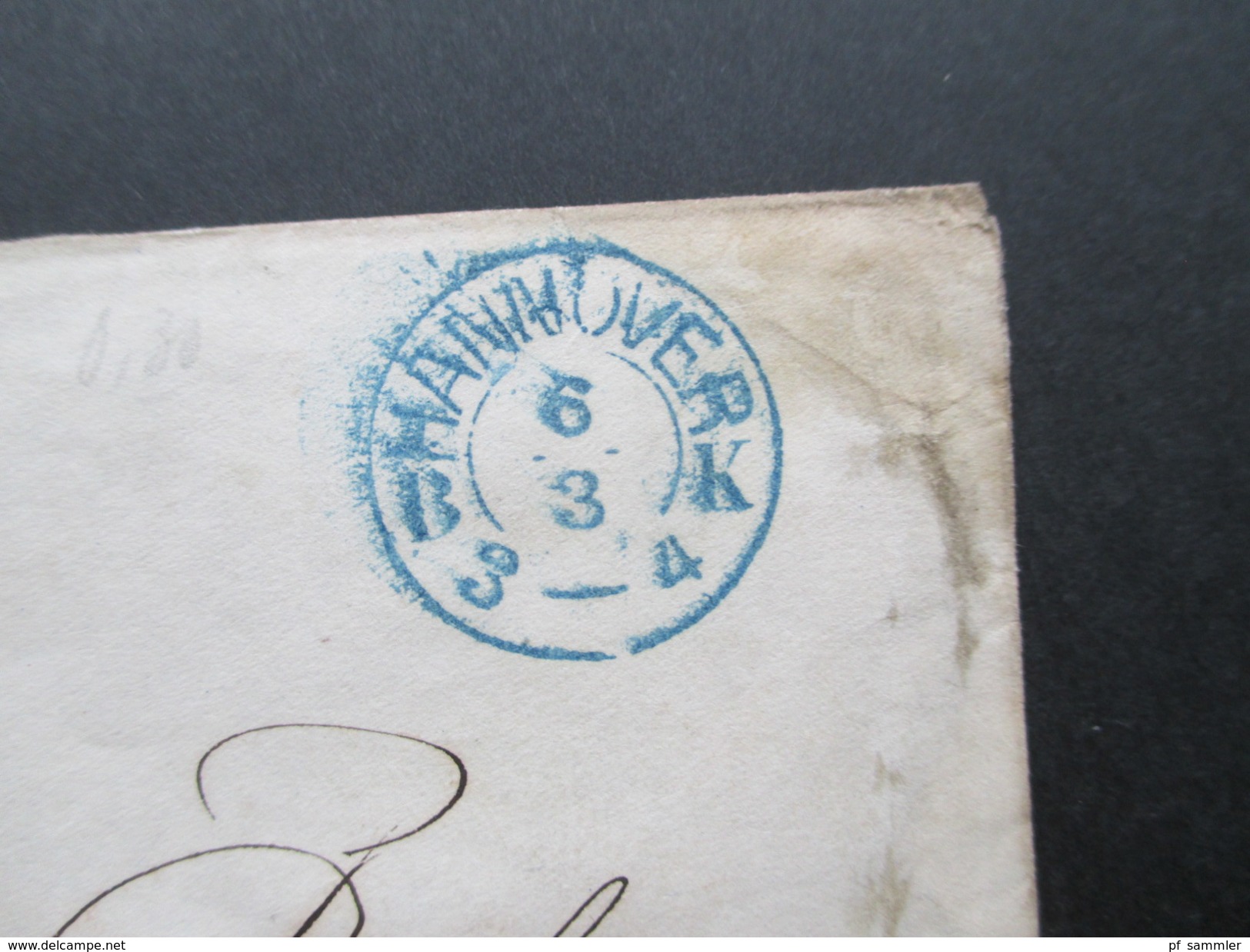 Altdeutschland HannoverGA Umschlag U5 II Ca. Ausgabe 1859 Blauer Stempel. Nach Braunschweig! - Hanovre