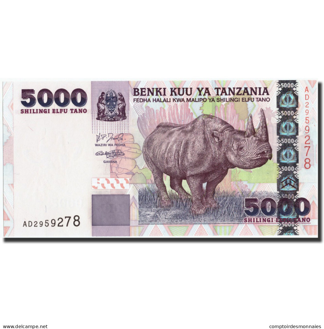 Billet, Tanzania, 5000 Shilingi, Undated (2003), Undated, KM:38, NEUF - Tanzania