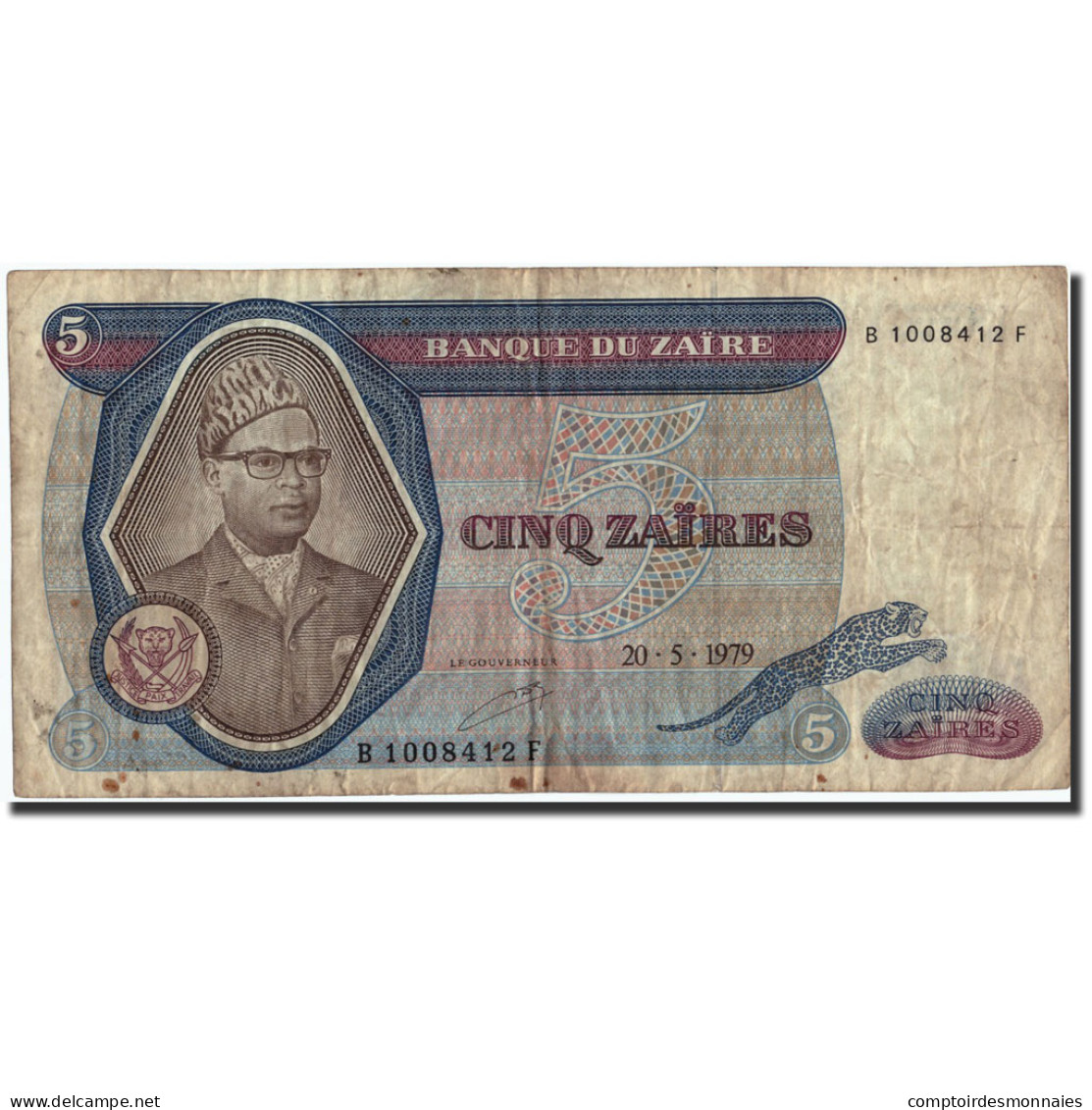 Billet, Zaïre, 5 Zaïres, 1979, 1979-05-20, KM:22a, B - Zaïre