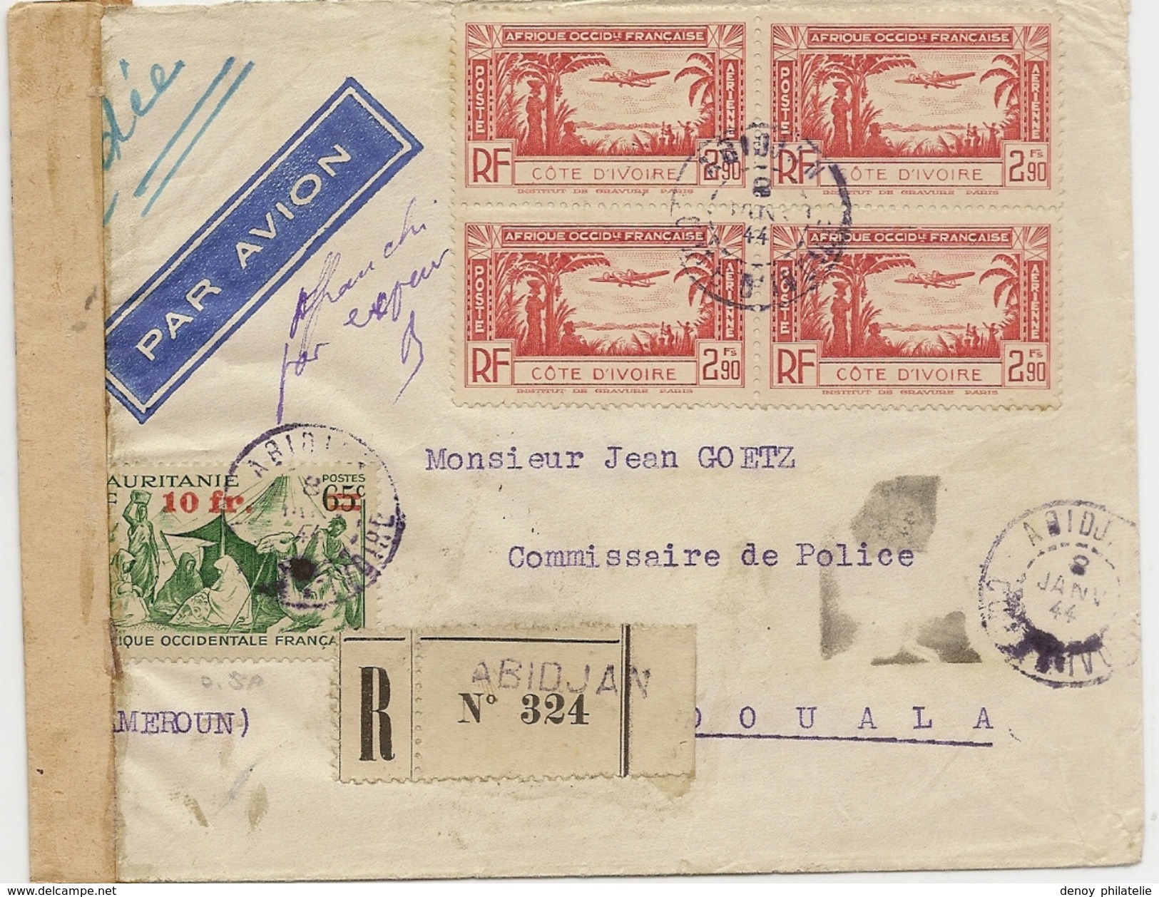 COte D'ivoire Lettre Recommandée D'abidjan Pour Douala , Beau Document - Storia Postale