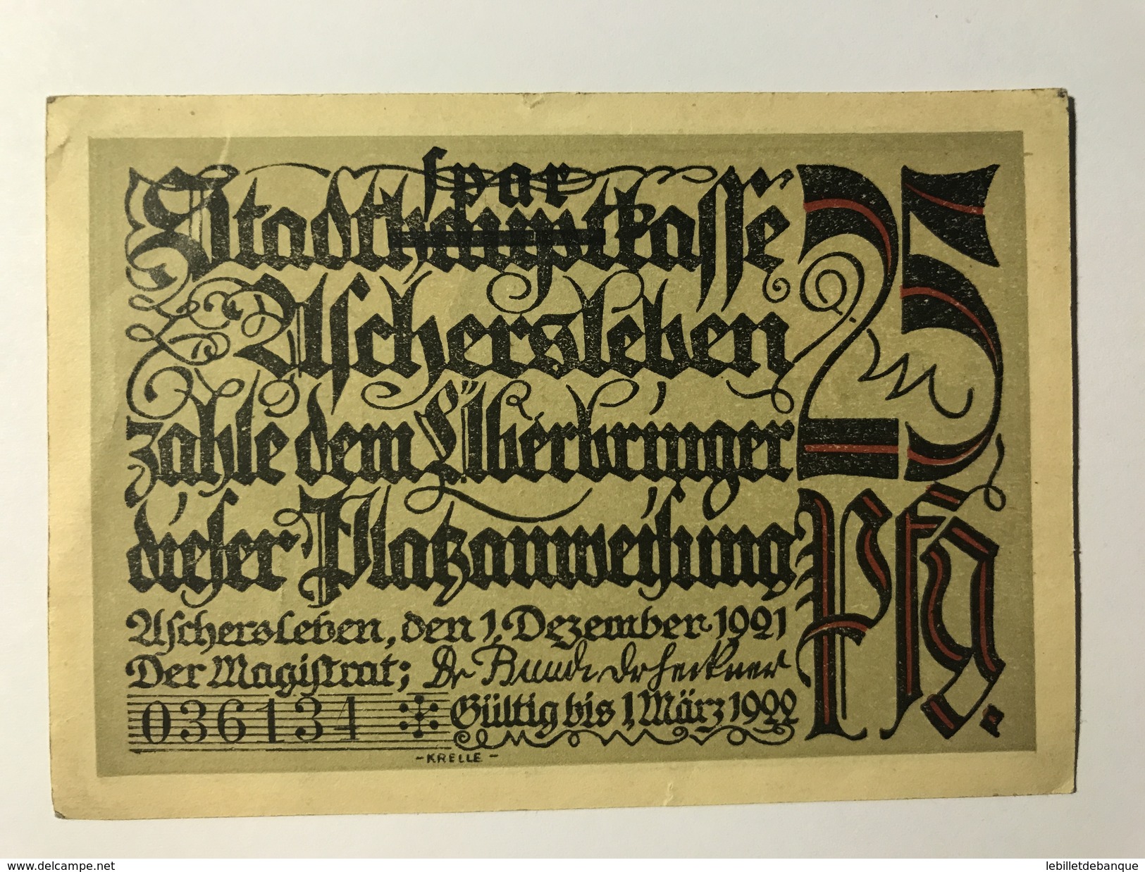 Allemagne Notgeld Uchersleben 25 Pfennig - Collections