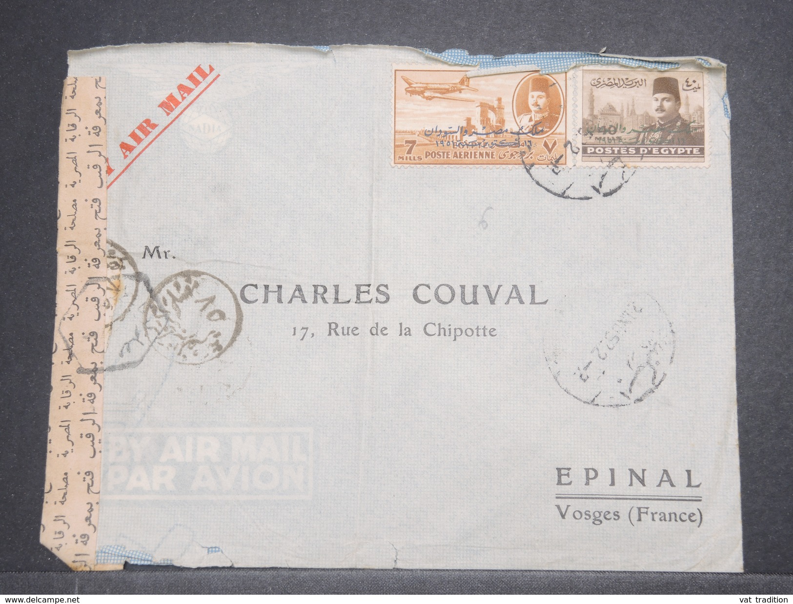EGYPTE - Enveloppe De Alexandrie En 1952 Pour La France , Contrôle Postal , Affranchissement Plaisant - L 8731 - Lettres & Documents