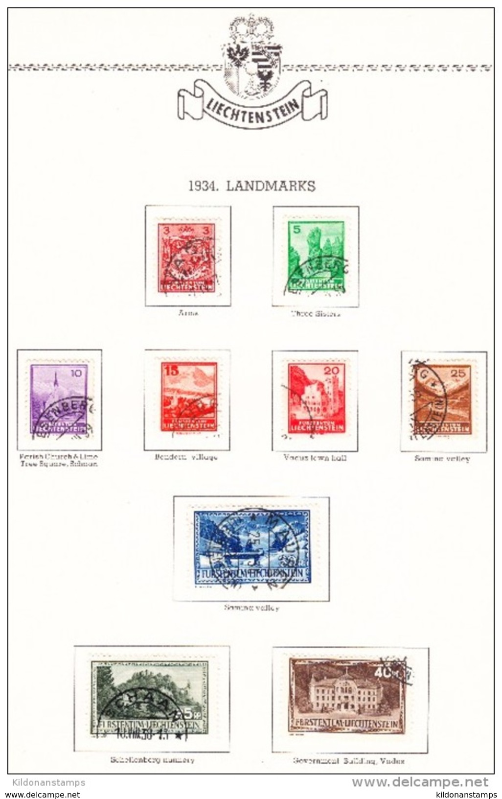 Liechtenstein 1912-66 cancelled collection, Minkus album & pages, Sc# see notes